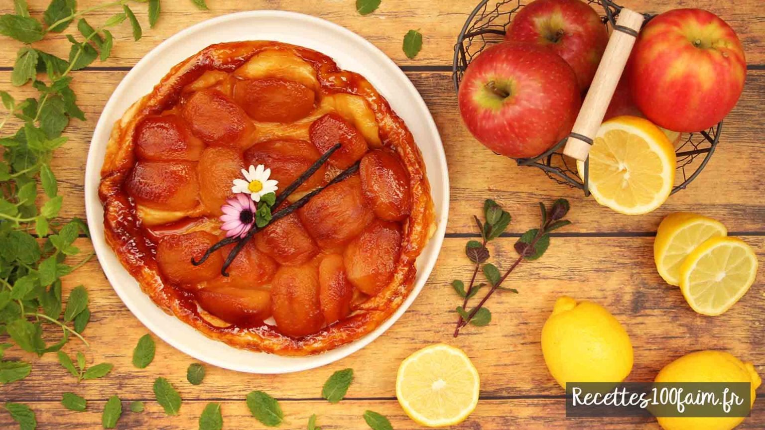 Tarte tatin aux pommes caramélisées vanille citron Recettes100faim