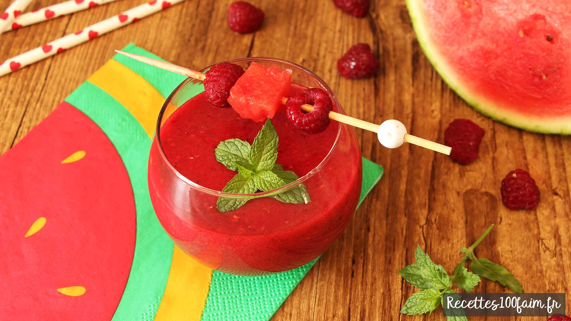Recette de smoothie framboise pasteque et menthe