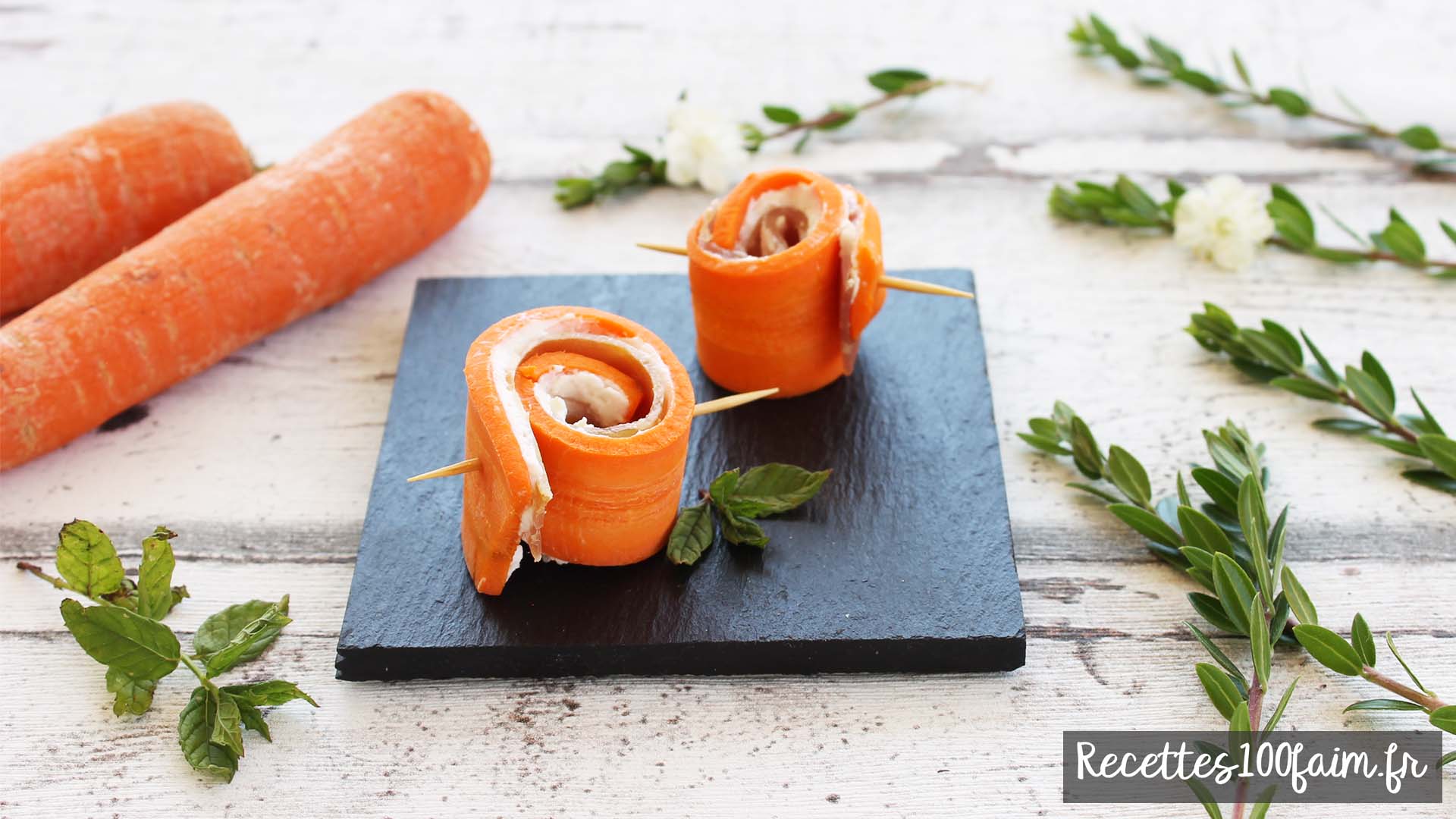 roules de carotte au jambon et fromage frais