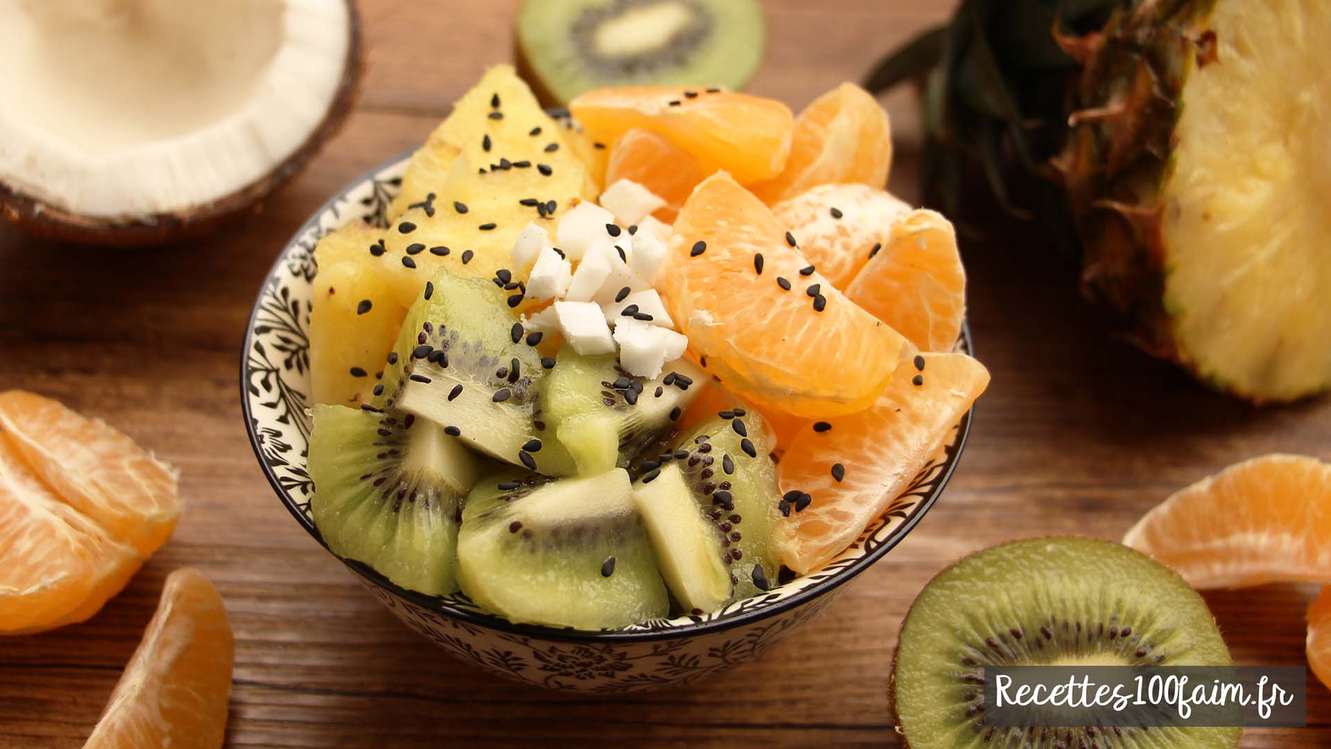 salade fruits coco ananas kiwi clementine
