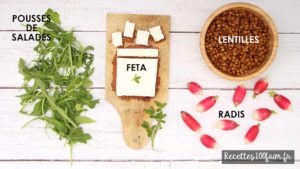 recette ingredients salade lentille radis feta