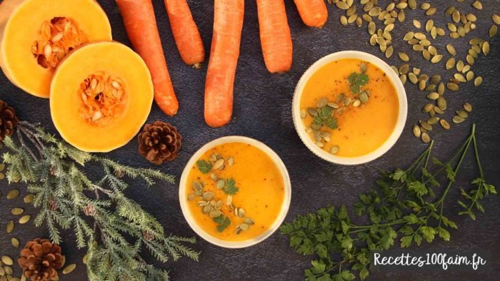 Soupe de butternut & carrote, coco et curry | Recettes100faim