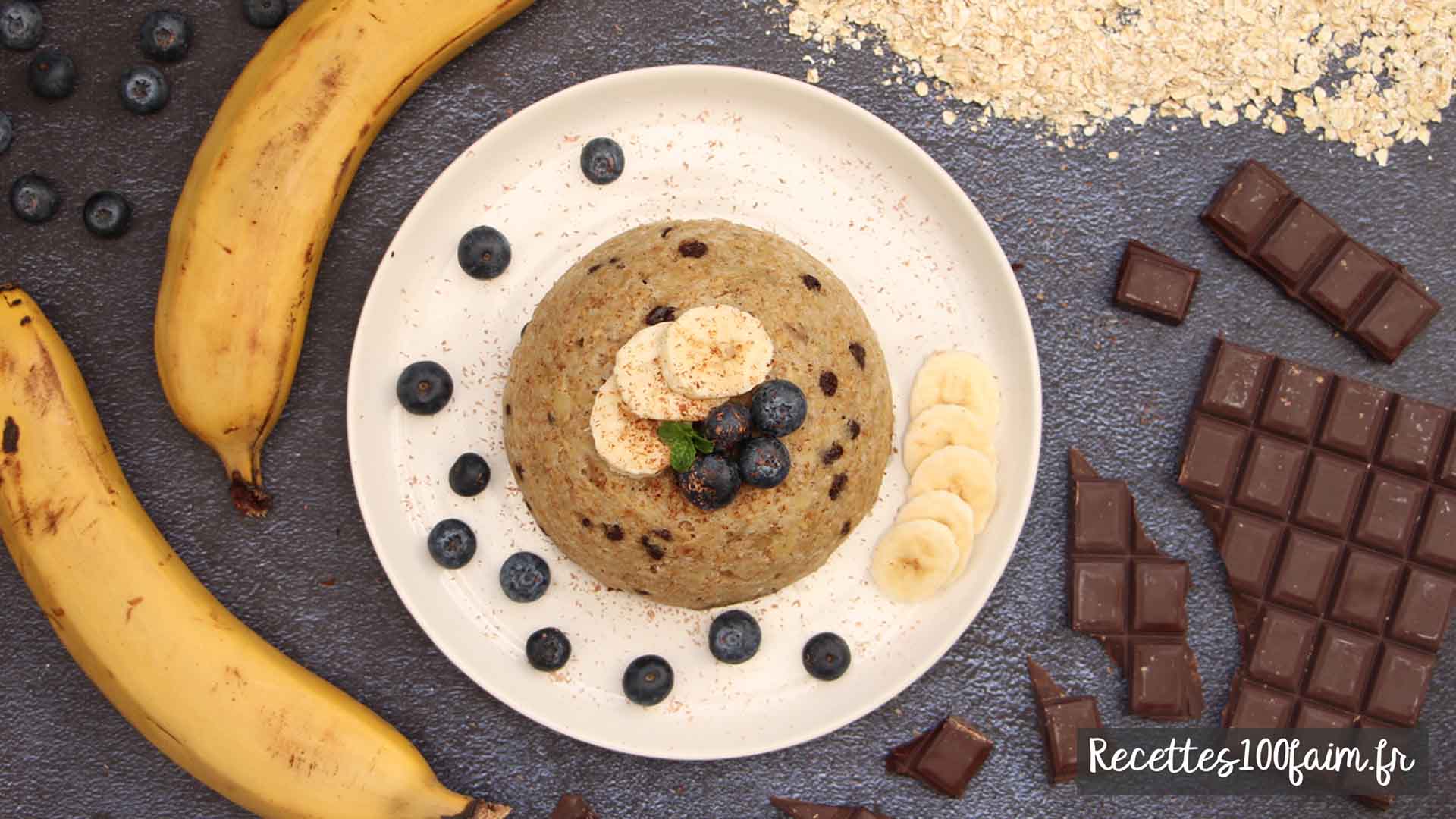 Bowl cake avoine, banane & chocolat (au micro-ondes) | Recettes100faim
