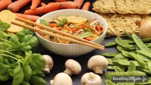 wok haricot mungo carotte champignon