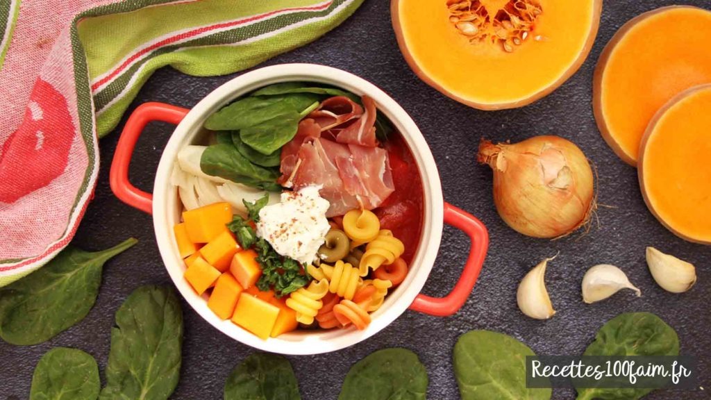 one pot pasta recette butternut epinard jambon