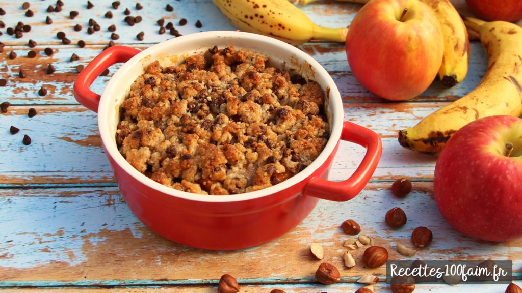 recette crumble pomme banane chocolat noisette