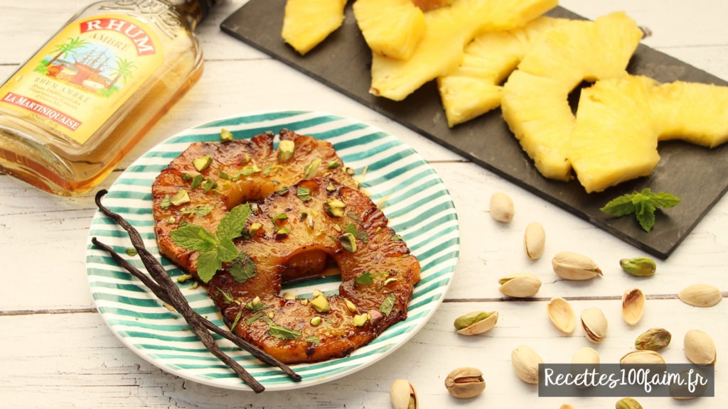 recette ananas roti pistache menthe