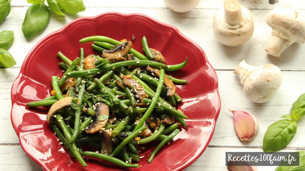 recette poelee haricots verts champignon soja