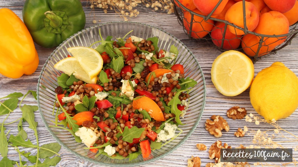 recette salade lentille abricot poivron