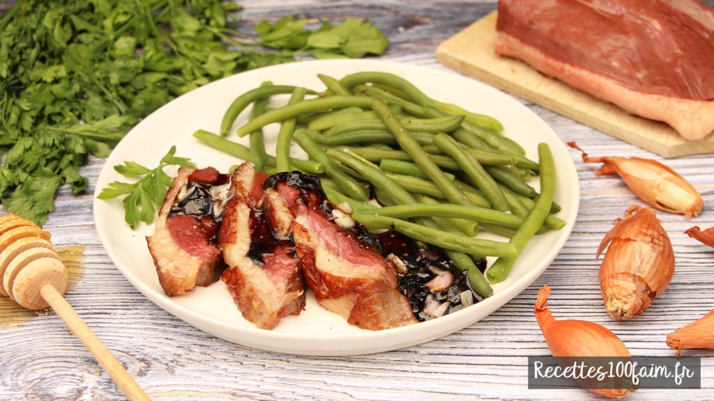 recette magret de canard balsamique miel echalote