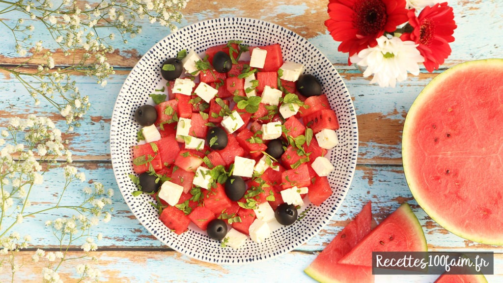 recette salade pasteque feta olive