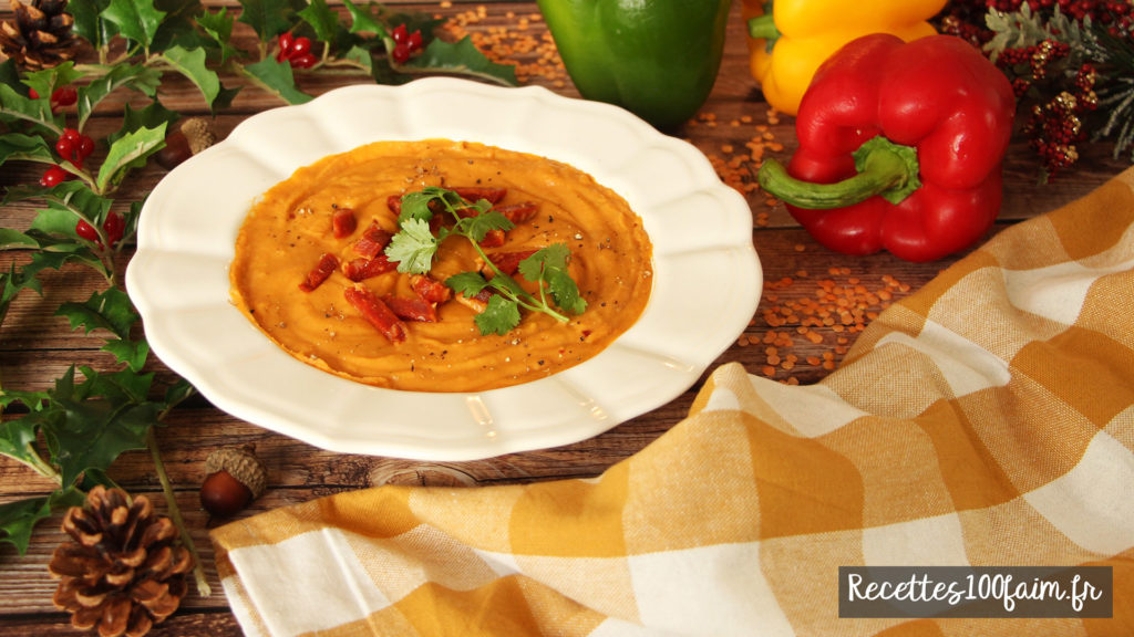 recette soupe lentille corail poivron chorizo coco