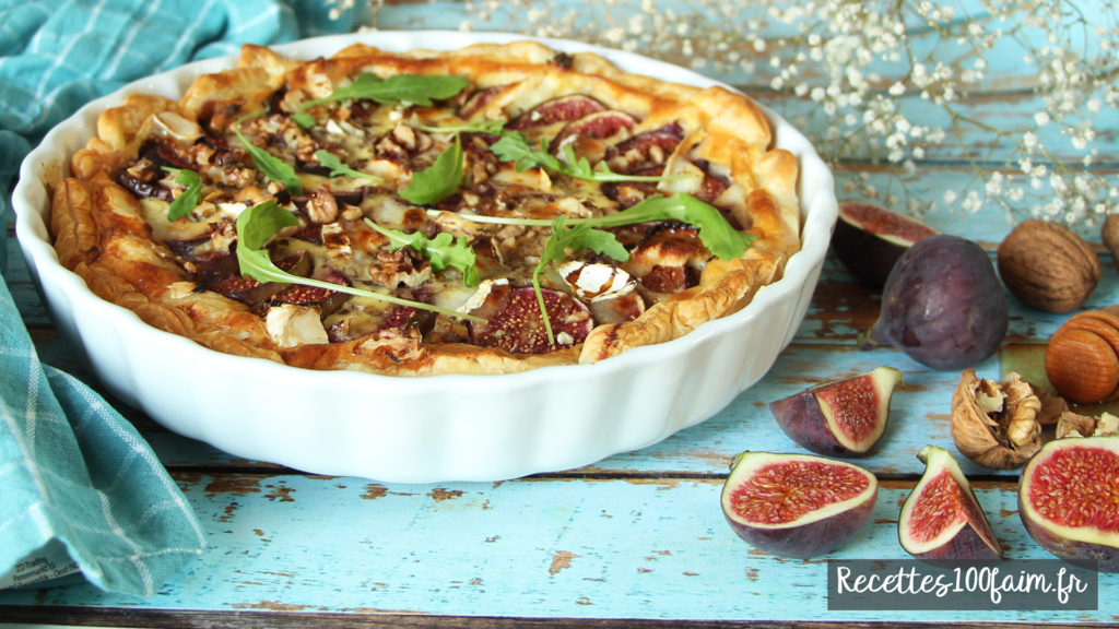 recette tarte figue chevre miel noix