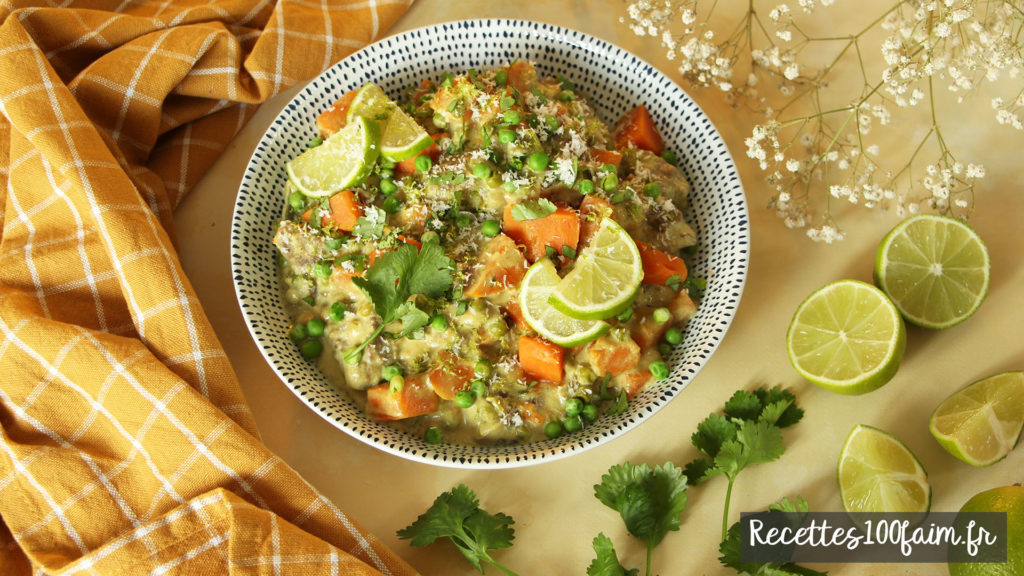 recette colombo boeuf patates douces petits pois coco