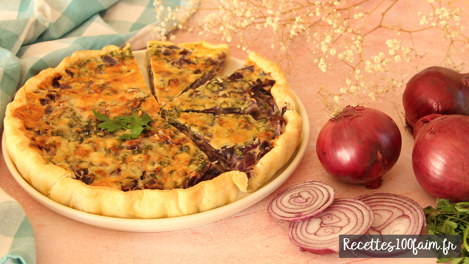 recette tarte oignons rouges persil moutarde