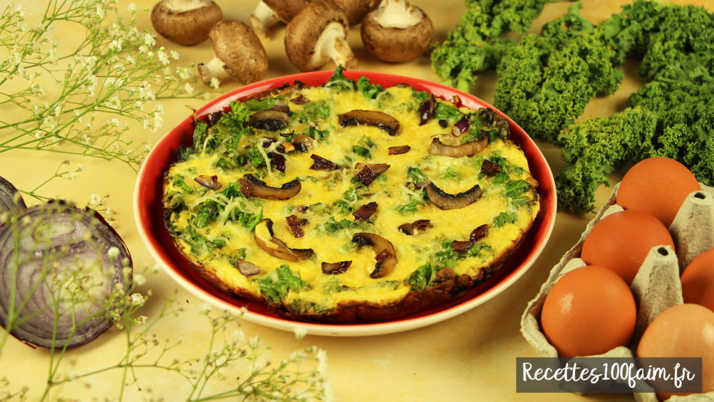 recette omelette chou kale champignons