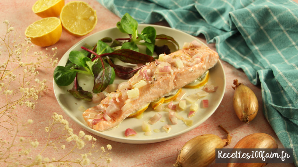 recette saumon four echalote vin huile citron