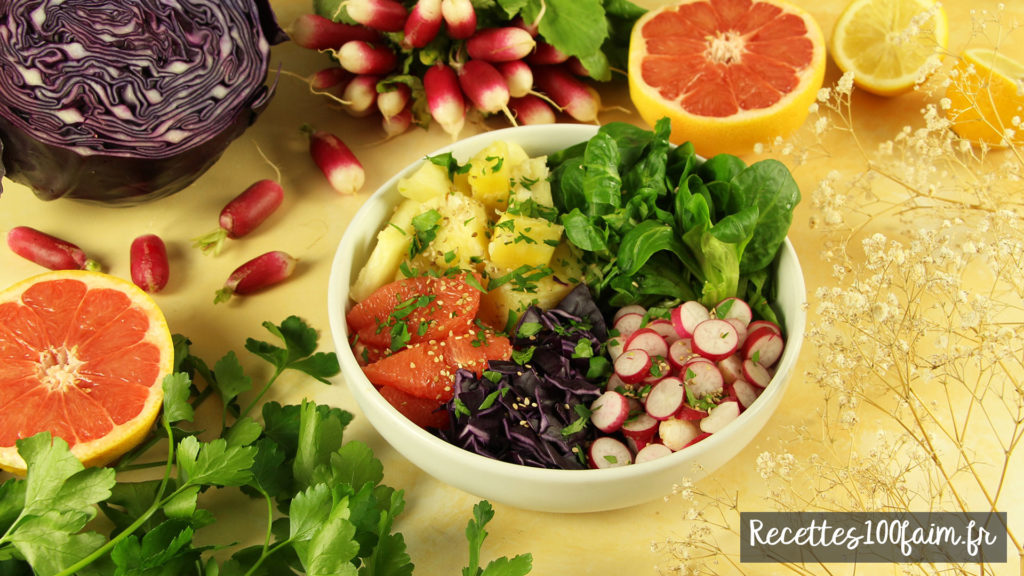 recette salade sucree salee ananas mache radis