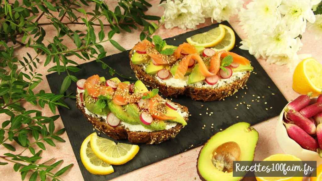 recette tartine saumon avocat radis chevre