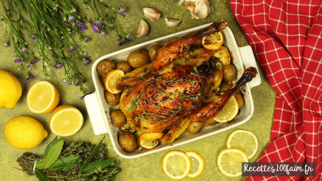 recette poulet roti miel thym citron