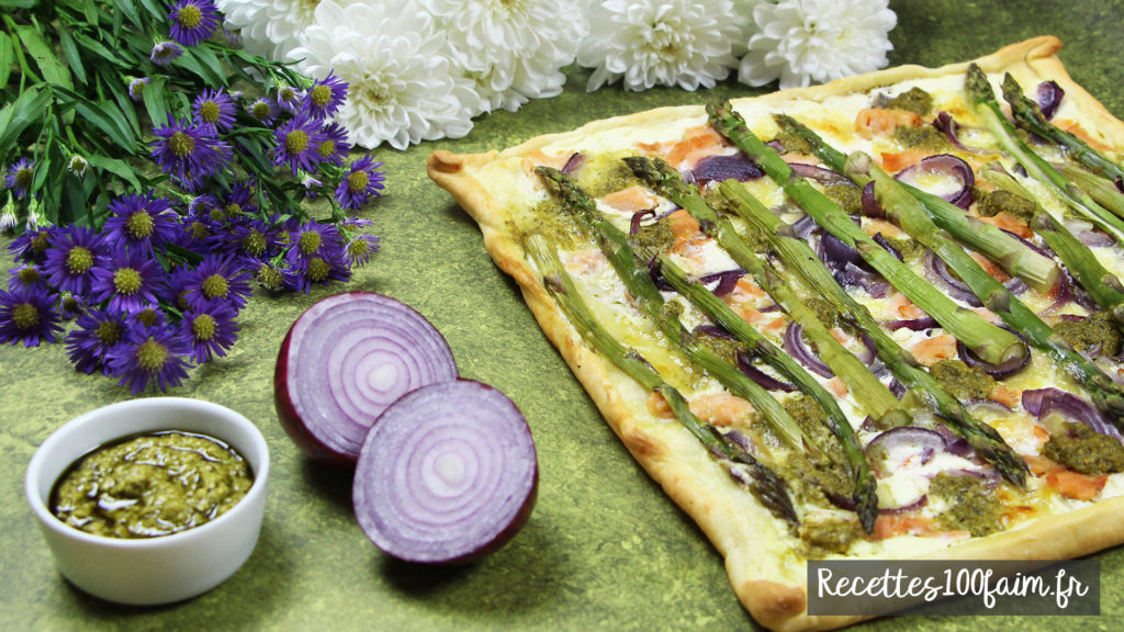 recette pizza saumon asperge pesto