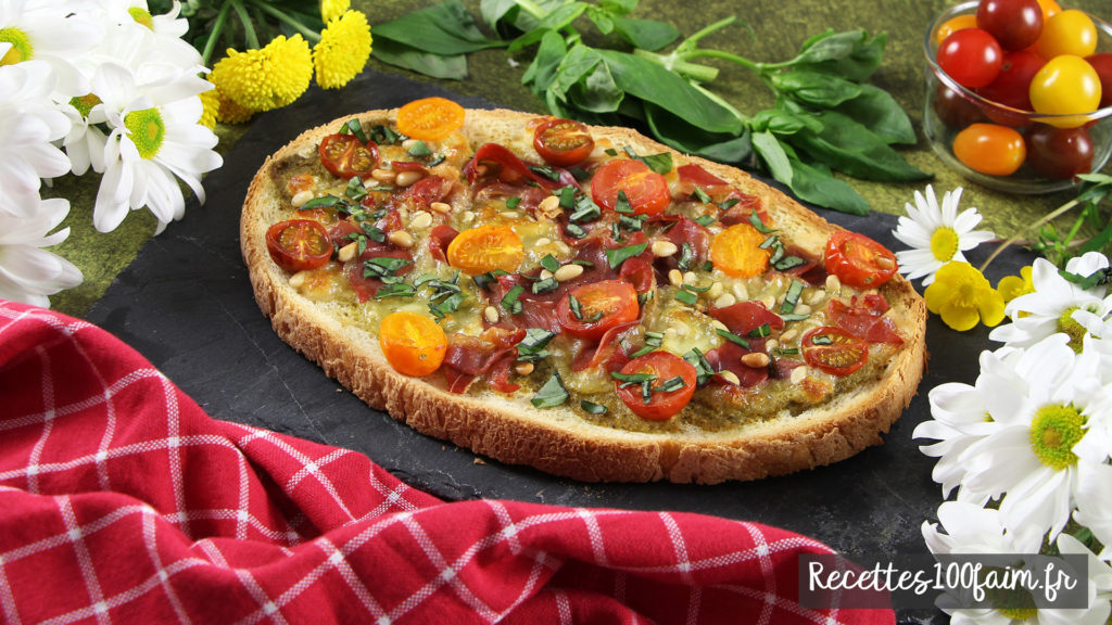 recette bruschetta tomate pesto jambon mozza