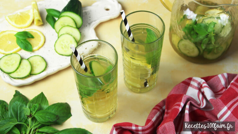 recettes100faim-the-glace-concombre-basilic thé glacé printemps été
