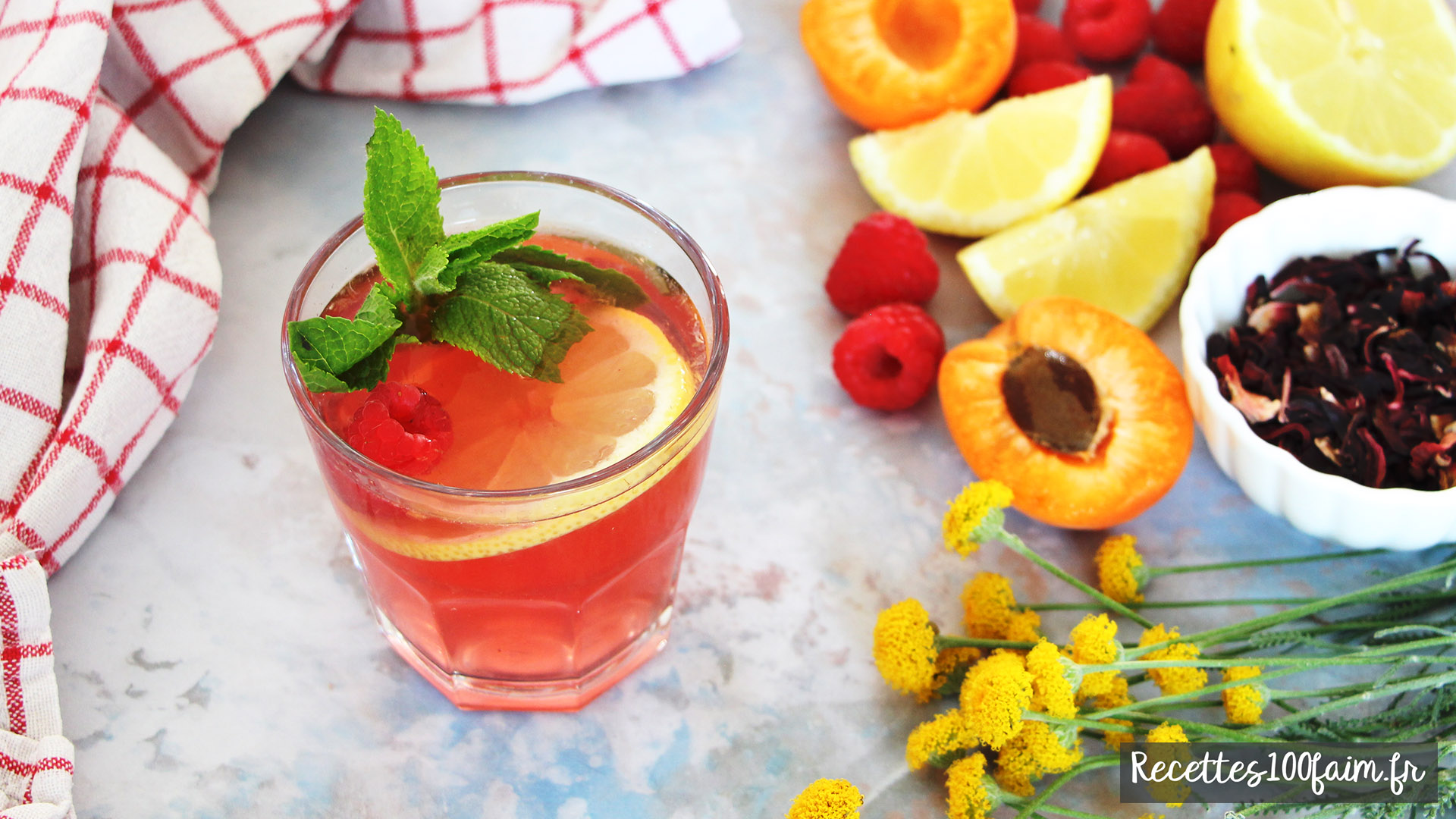 recette thé glacé hibiscus framboise abricot