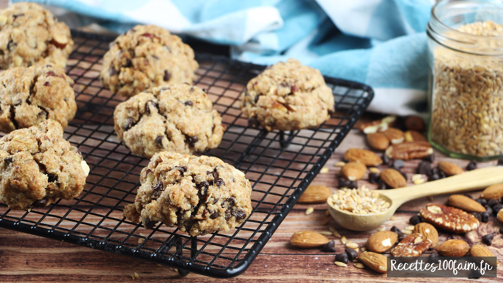 cookies épeautre amandes pecan chocolat