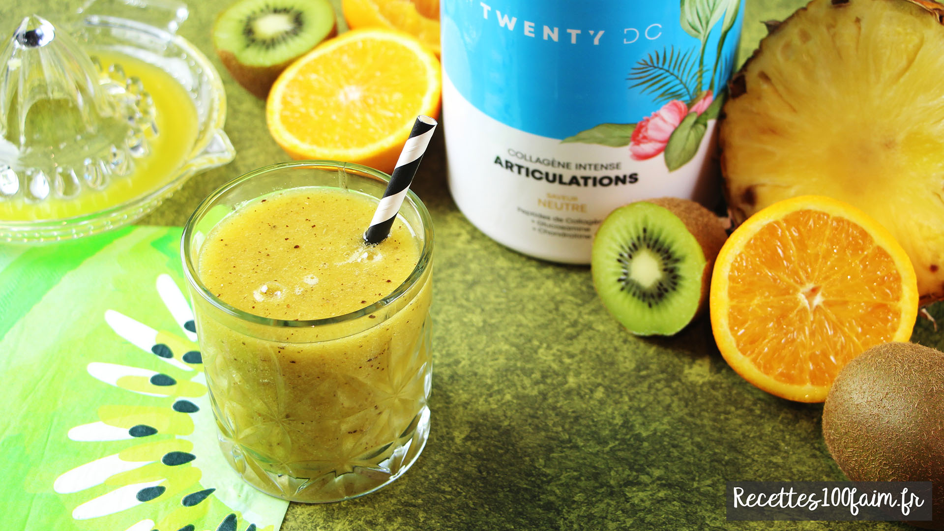 smoothie ananas kiwi orange collagene